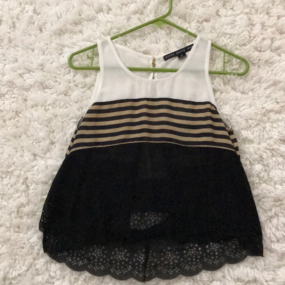 White tan and black fancy tank top never worn.